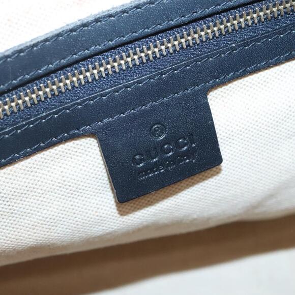 GUCCI GG Canvas Sherry Line Hand Bag Pvc Navy Gold - Picture 16 of 16